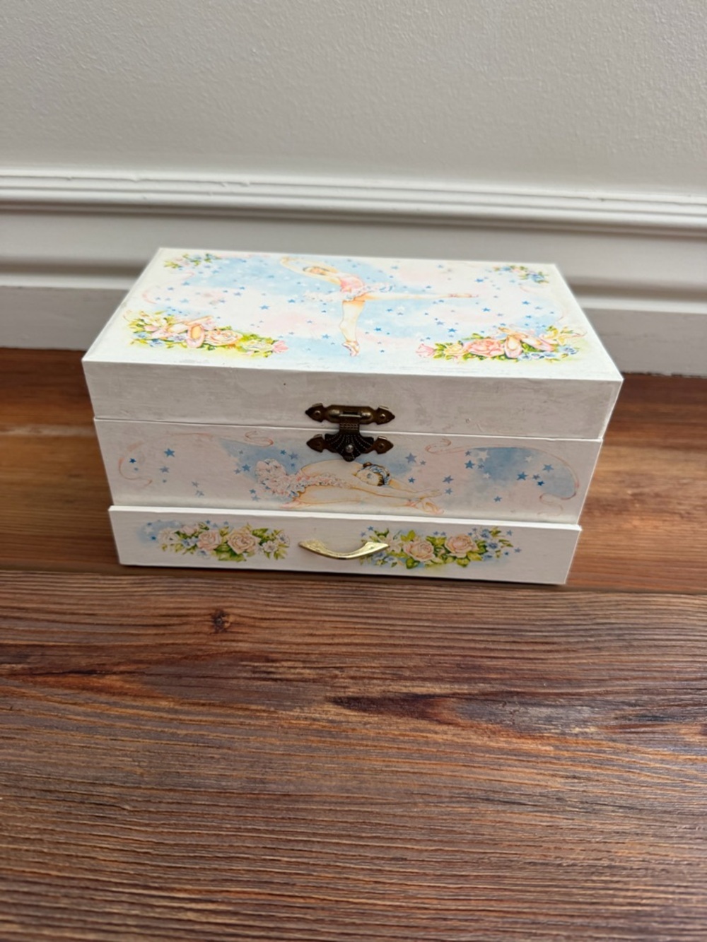 Vintage 1980's Lillian Vernon Ballerina Musical Jewelry Box Twirling Pink Satin